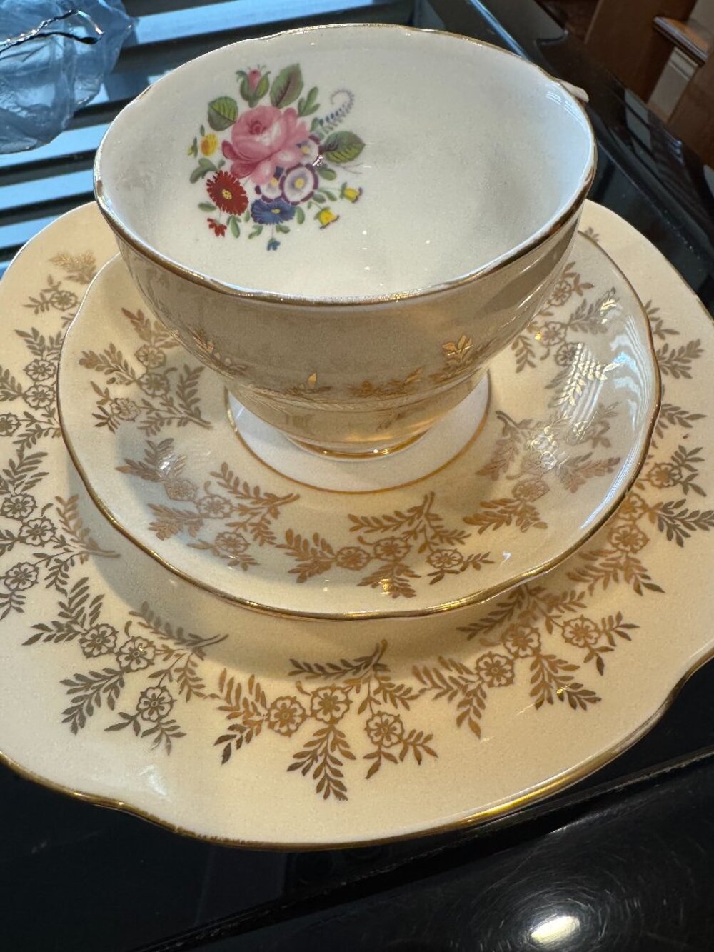 Vintage Duchess teacup saucer salad set, Bone China